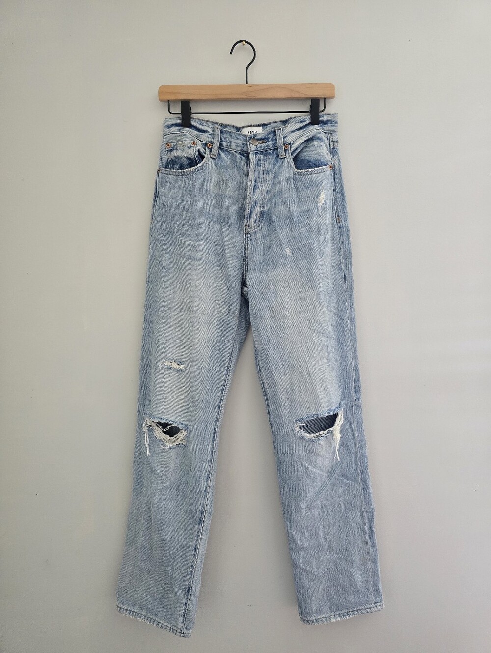 Pistola Cassie Super High Rise Straight Crop – Blossom Distressed 27
